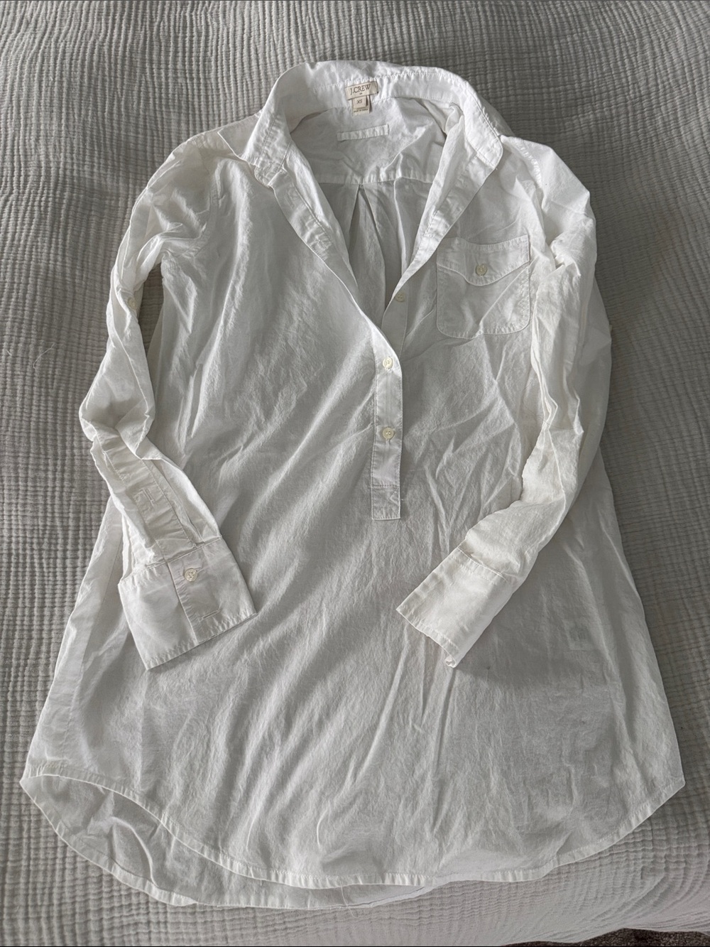 J. Crew White Long Sleeve Tunic Shirt